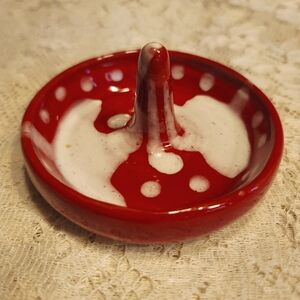 Red Drip Glaze Art Pottery Ring Holder